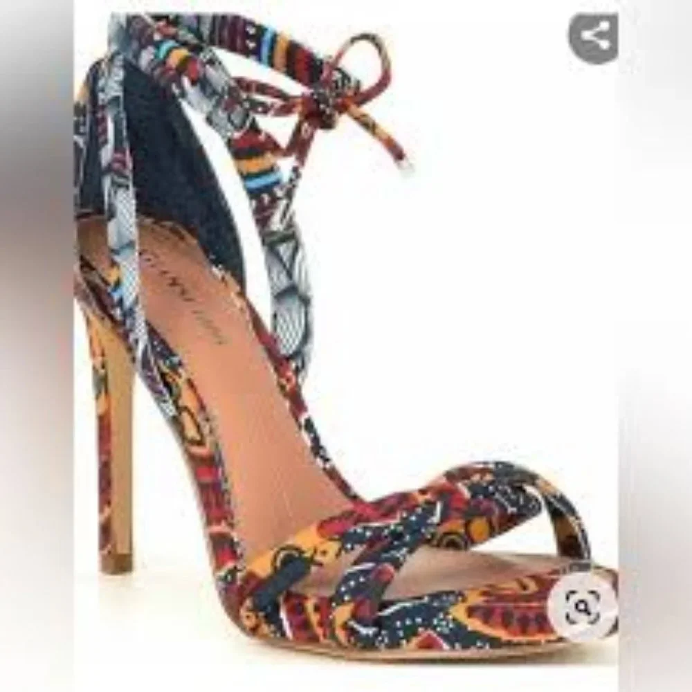 Gianni Bini Abbrie Print Ankle Tie Sandals - Picture 4 of 9